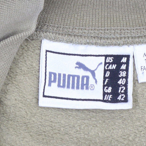 Puma Women Khaki 1/4 Zip Sweatshirt Size 12 Cotton Blend