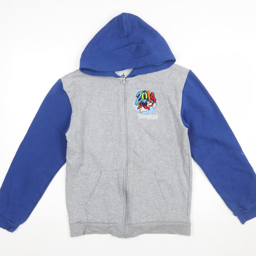 Disney Parks Girls Grey Blue Full Zip Hoodie 14 Years Mickey Mouse 2014