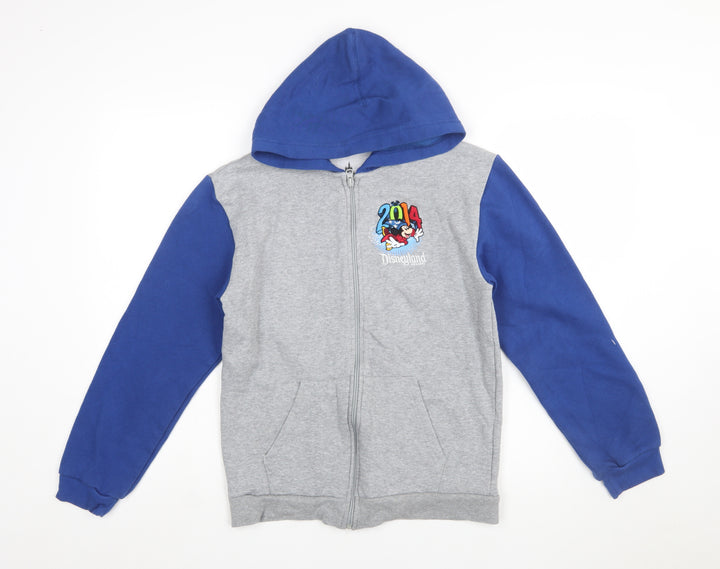 Disney Parks Girls Grey Blue Full Zip Hoodie 14 Years Mickey Mouse 2014