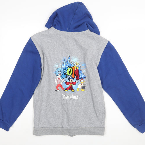 Disney Parks Girls Grey Blue Full Zip Hoodie 14 Years Mickey Mouse 2014