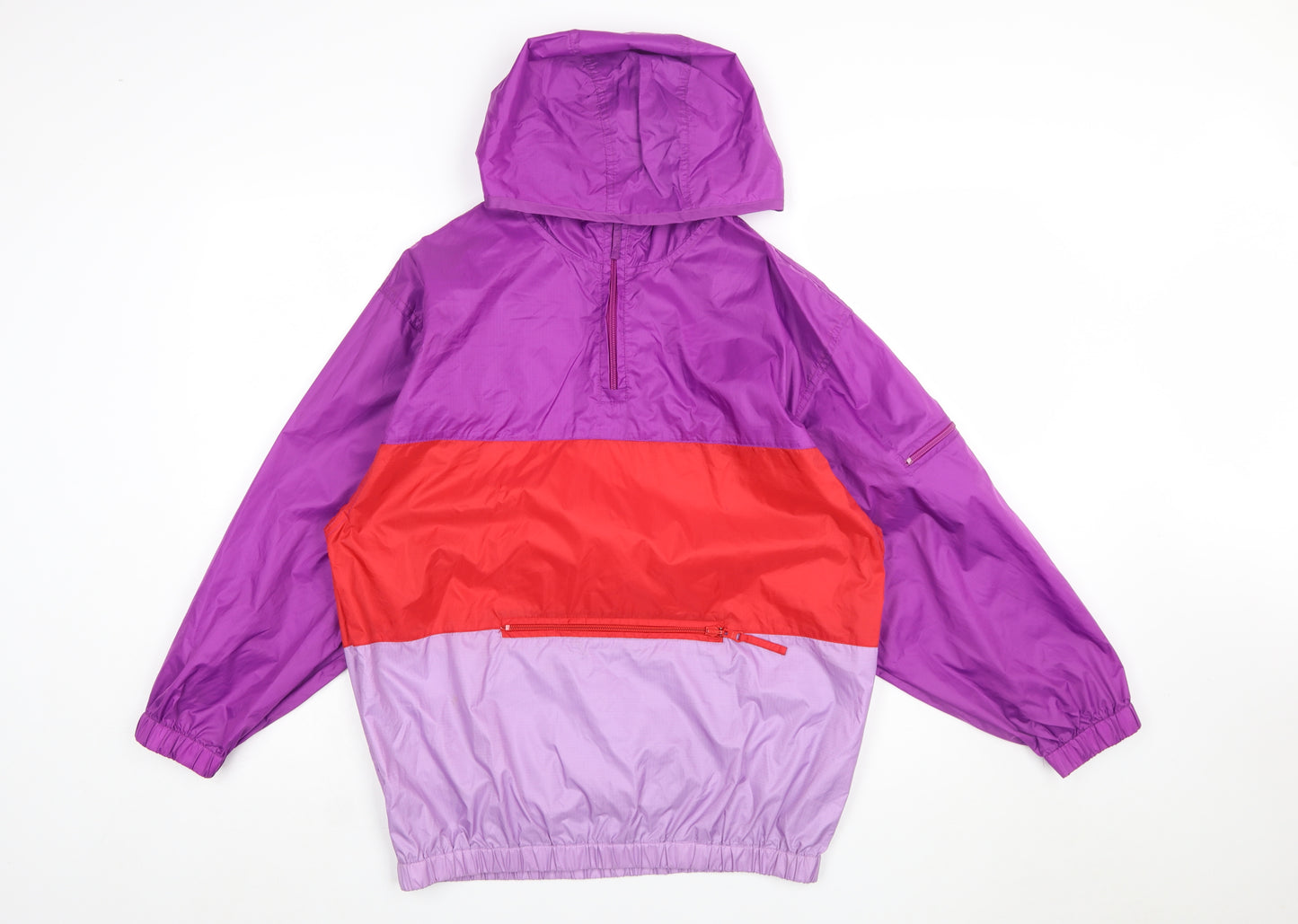 GAP Women’s Purple Red Anorak Jacket 2XL Hooded Nylon Windbreaker