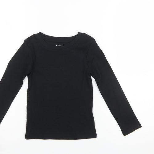 NEXT Girls Black Long Sleeve Cotton Stretch T-Shirt Size 6 Years