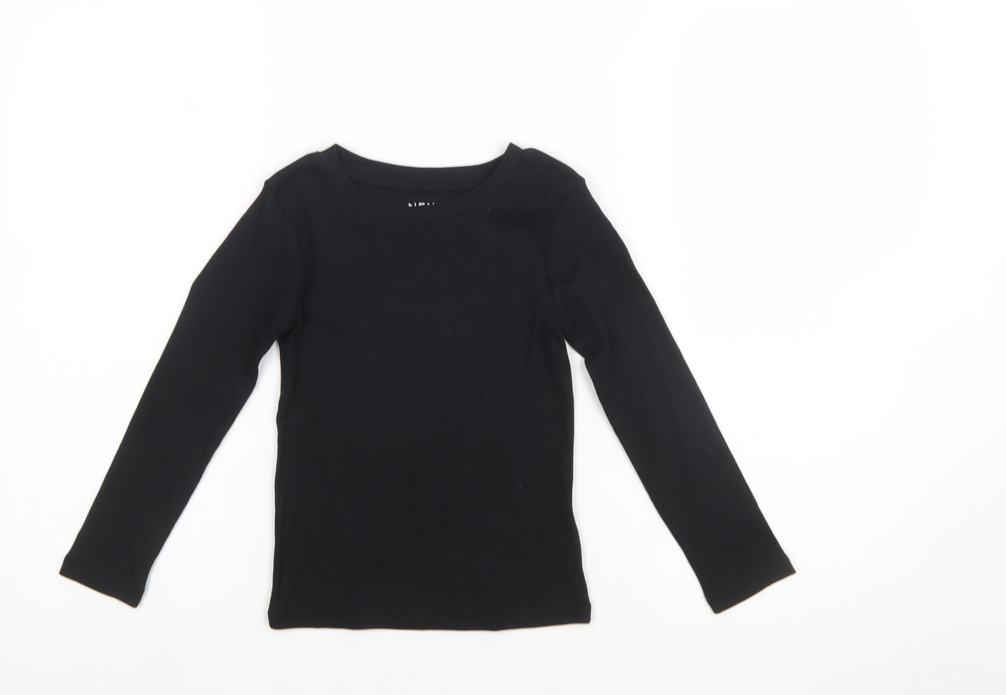 NEXT Girls Black Long Sleeve Cotton Stretch T-Shirt Size 6 Years