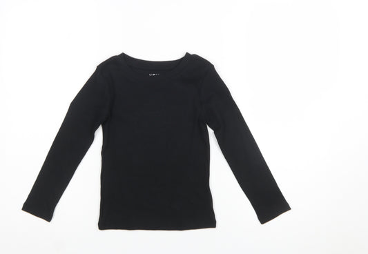 NEXT Girls Black Long Sleeve Cotton Stretch T-Shirt Size 6 Years