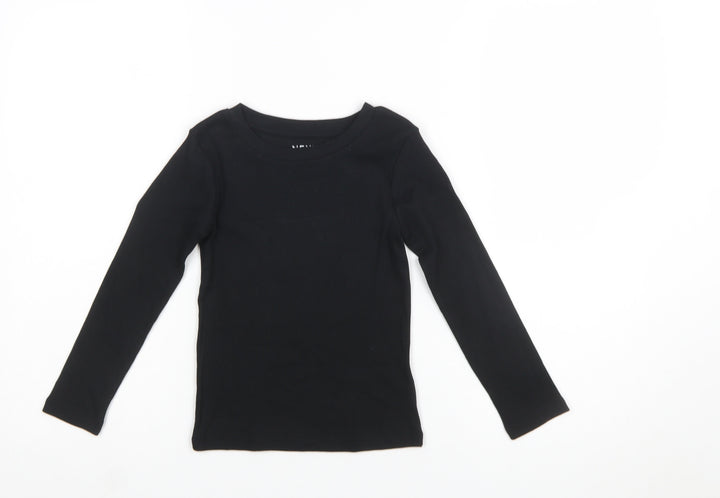 NEXT Girls Black Long Sleeve Cotton Stretch T-Shirt Size 6 Years