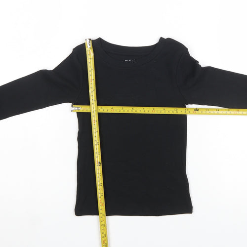 NEXT Girls Black Long Sleeve Cotton Stretch T-Shirt Size 6 Years