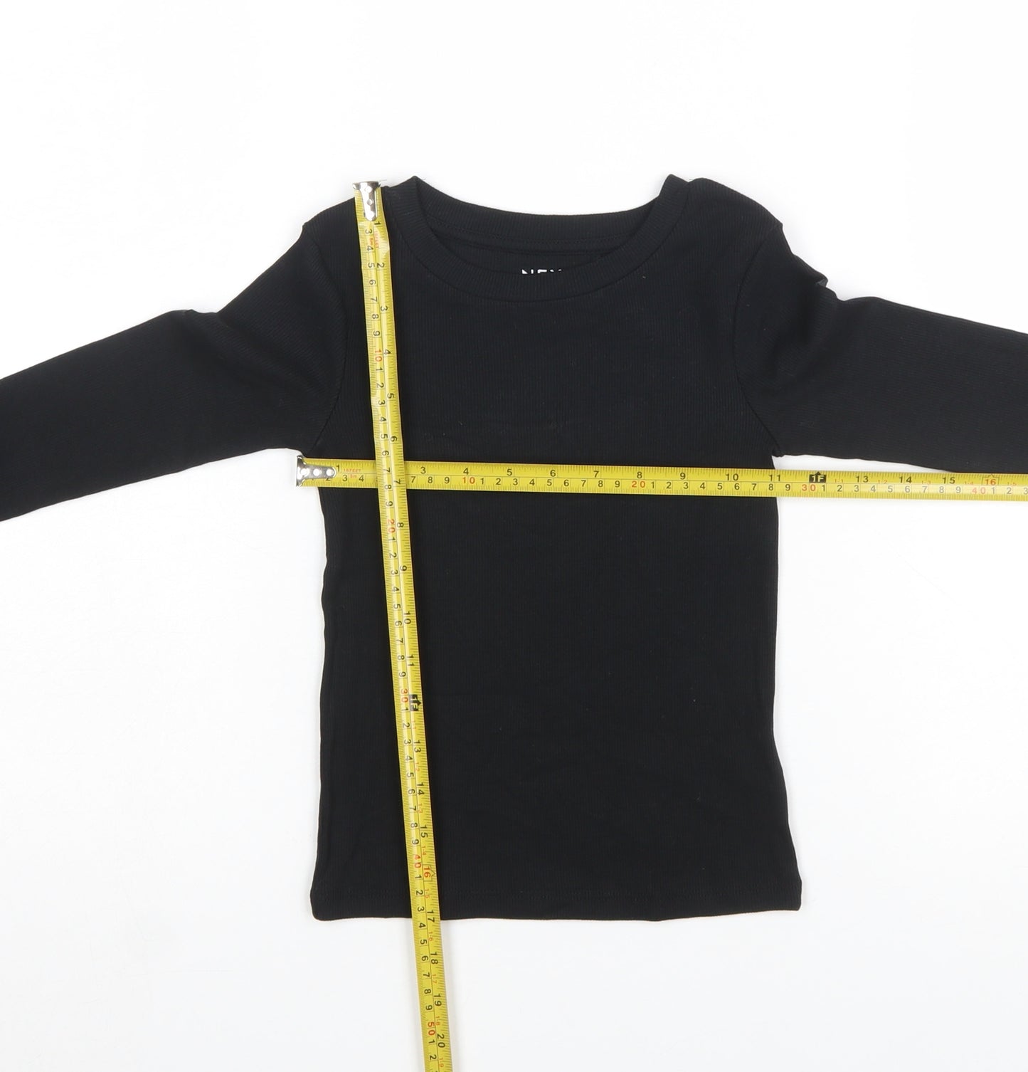 NEXT Girls Black Long Sleeve Cotton Stretch T-Shirt Size 6 Years