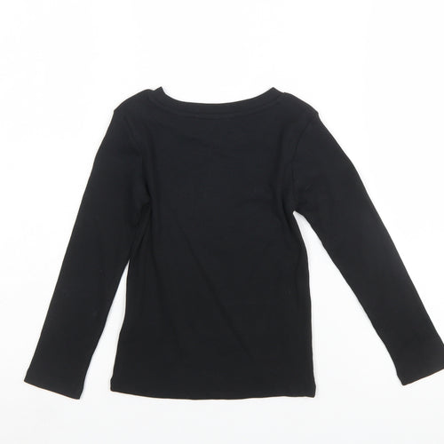 NEXT Girls Black Long Sleeve Cotton Stretch T-Shirt Size 6 Years