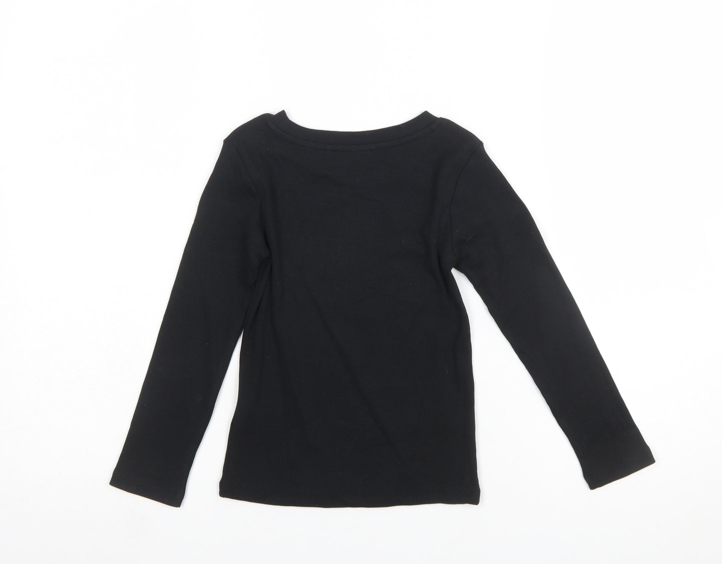 NEXT Girls Black Long Sleeve Cotton Stretch T-Shirt Size 6 Years