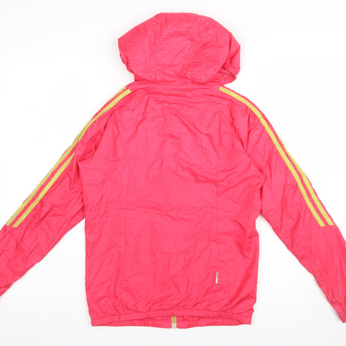 Adidas Womens Pink Hooded Windbreaker Jacket Size 8 Lightweight Sports
