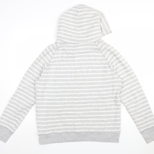 GAP Women Grey Striped Pullover Hoodie Size M Cotton Blend Casual
