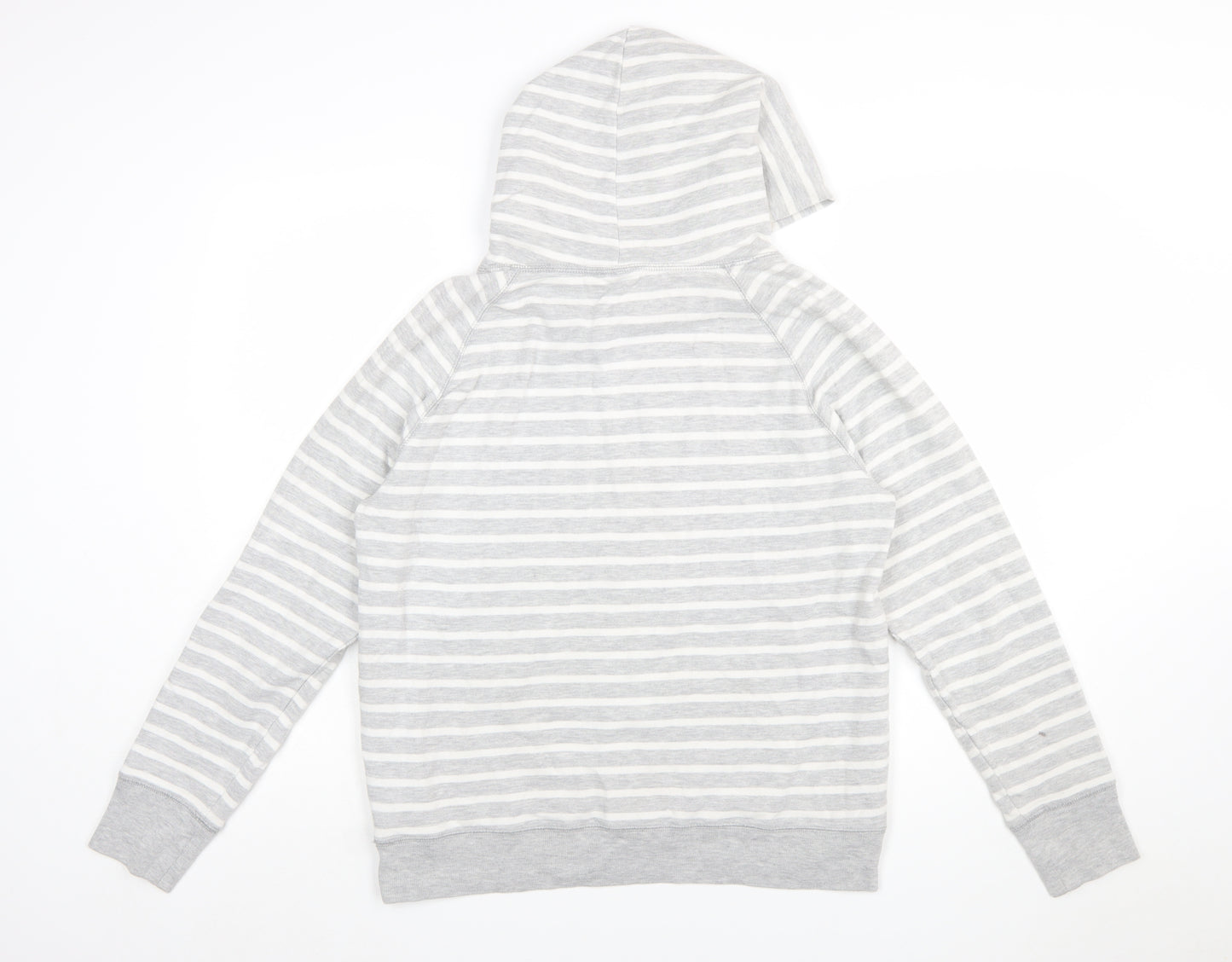 GAP Women Grey Striped Pullover Hoodie Size M Cotton Blend Casual