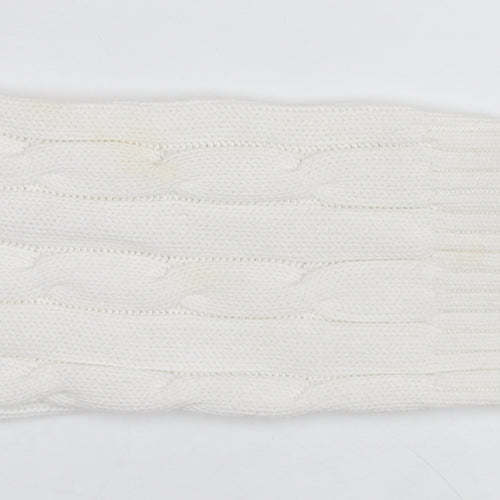 Chaps Women's White V-Neck Cable Knit Cotton Jumper Size M