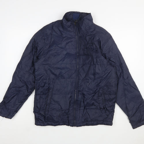 Reebok Women Blue XL Puffer Jacket Lightweight Full Zip