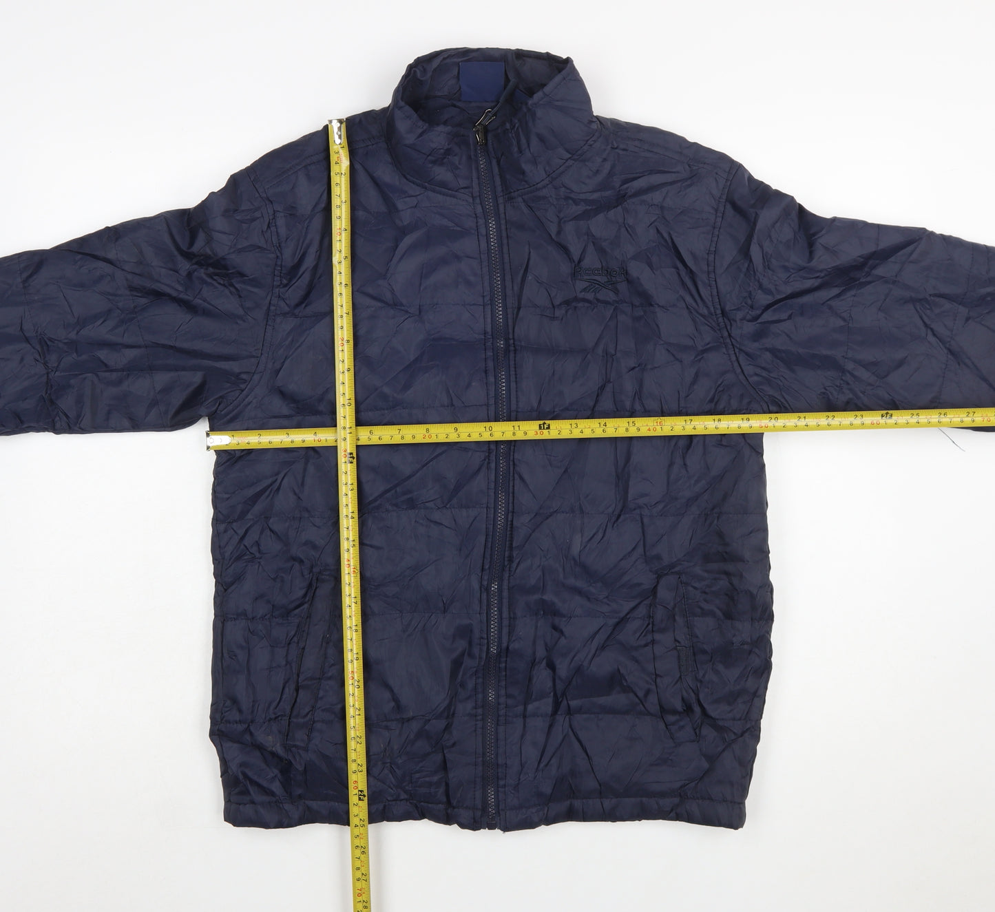 Reebok Women Blue XL Puffer Jacket Lightweight Full Zip