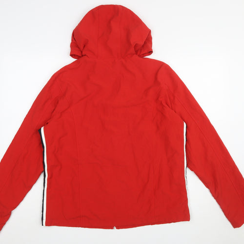 Nike Women Red Hooded Windbreaker Jacket L Lightweight Full Zip