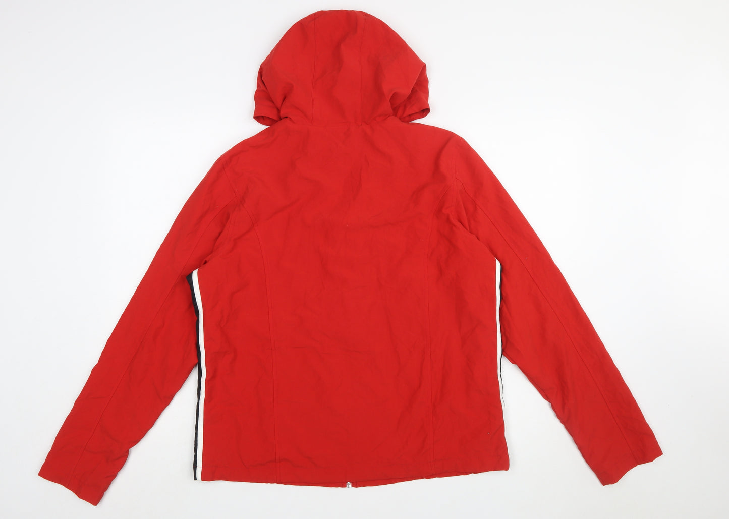 Nike Women Red Hooded Windbreaker Jacket L Lightweight Full Zip