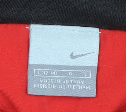 Nike Women Red Hooded Windbreaker Jacket L Lightweight Full Zip