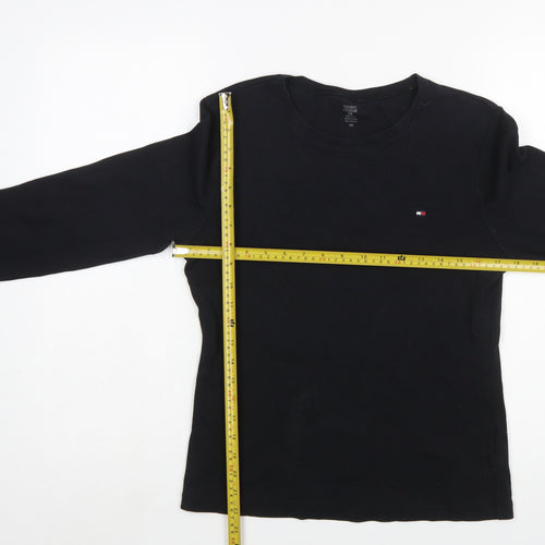 Tommy Hilfiger Women's Black Long Sleeve Cotton Crew Neck T-Shirt M
