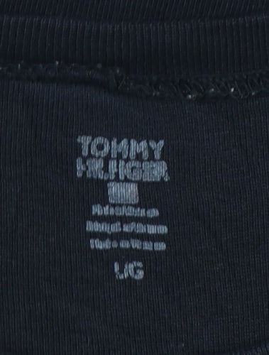 Tommy Hilfiger Women's Black Long Sleeve Cotton Crew Neck T-Shirt M