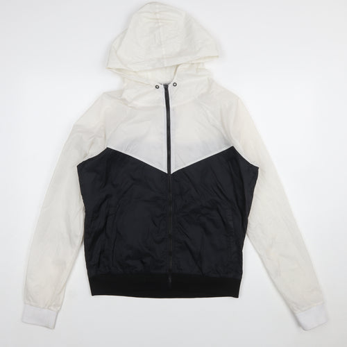 Forever 21 Women's Black & White Hooded Windbreaker Jacket M