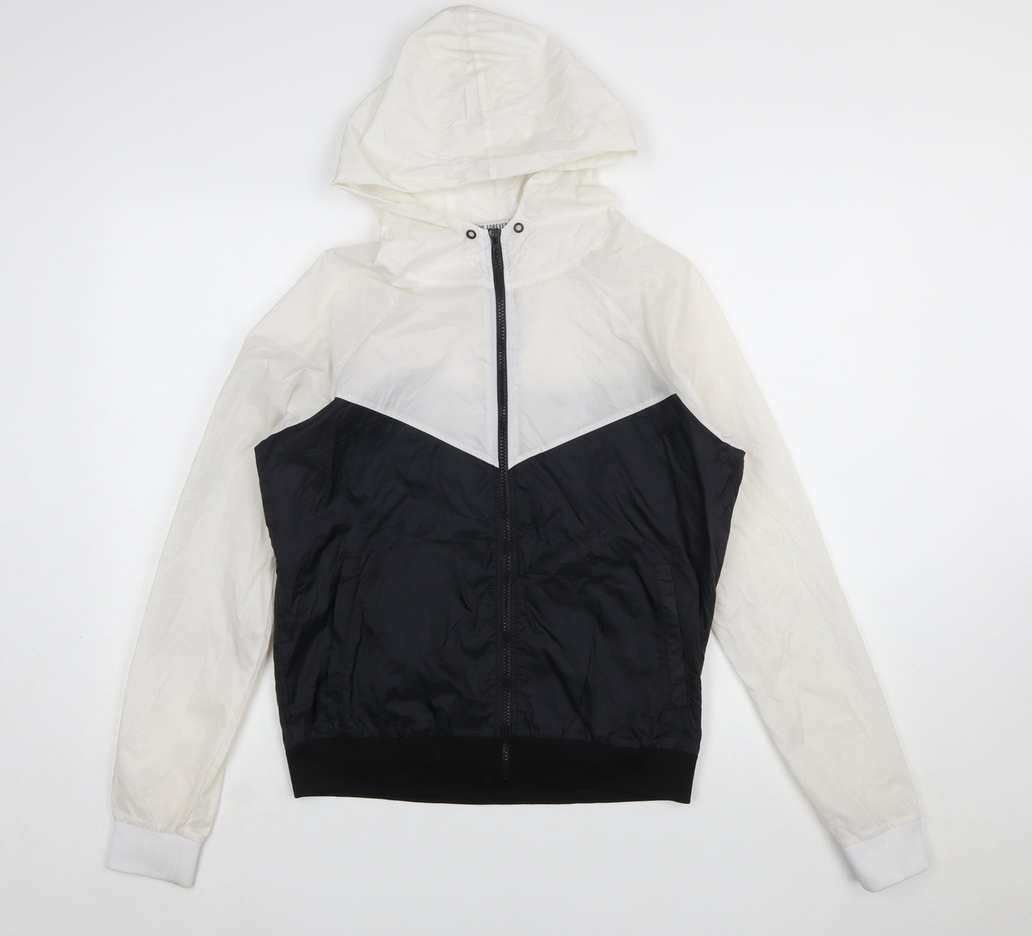 Forever 21 Women's Black & White Hooded Windbreaker Jacket M