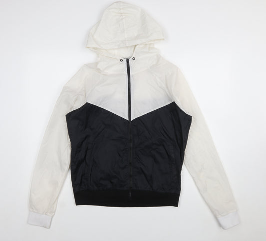 Forever 21 Women's Black & White Hooded Windbreaker Jacket M