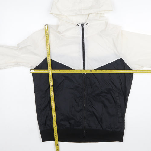 Forever 21 Women's Black & White Hooded Windbreaker Jacket M