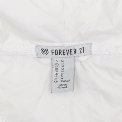 Forever 21 Women's Black & White Hooded Windbreaker Jacket M
