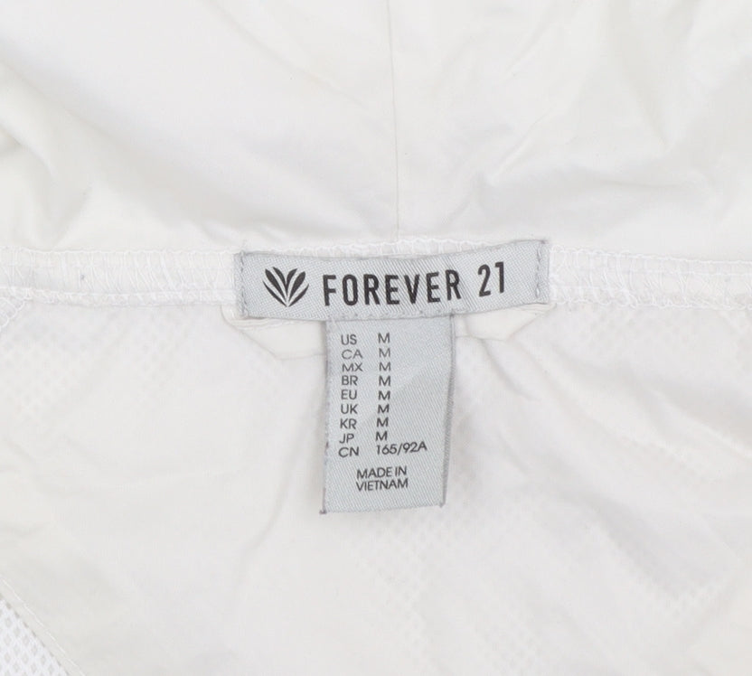 Forever 21 Women's Black & White Hooded Windbreaker Jacket M