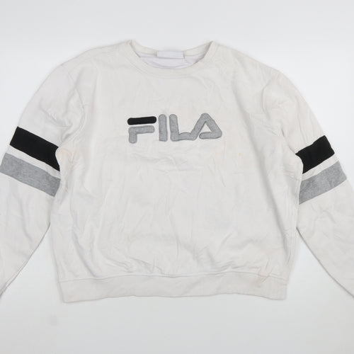 FILA Womens White Crew Neck Pullover Sweatshirt XL Logo Detail
