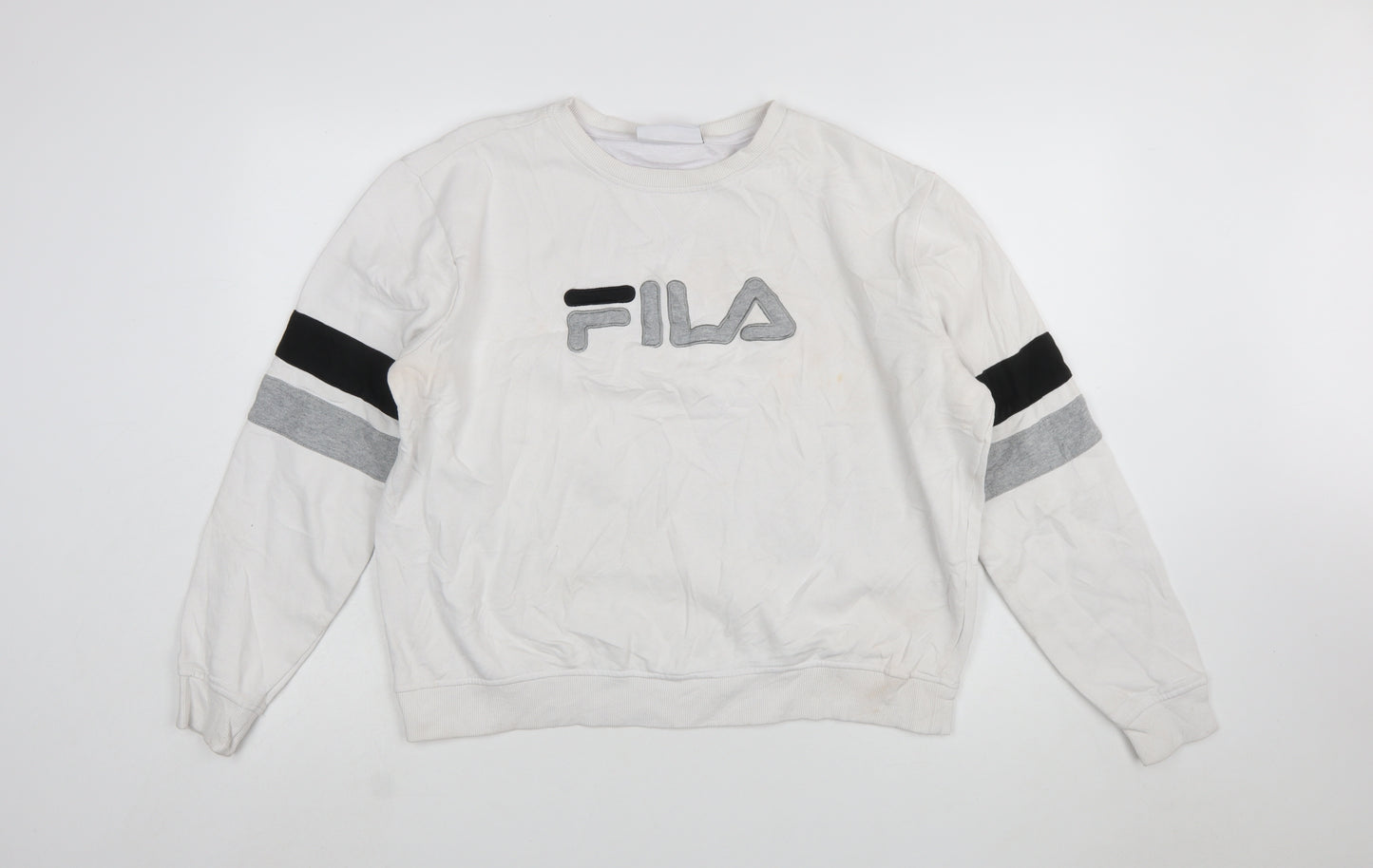 FILA Womens White Crew Neck Pullover Sweatshirt XL Logo Detail