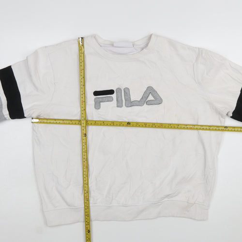 FILA Womens White Crew Neck Pullover Sweatshirt XL Logo Detail