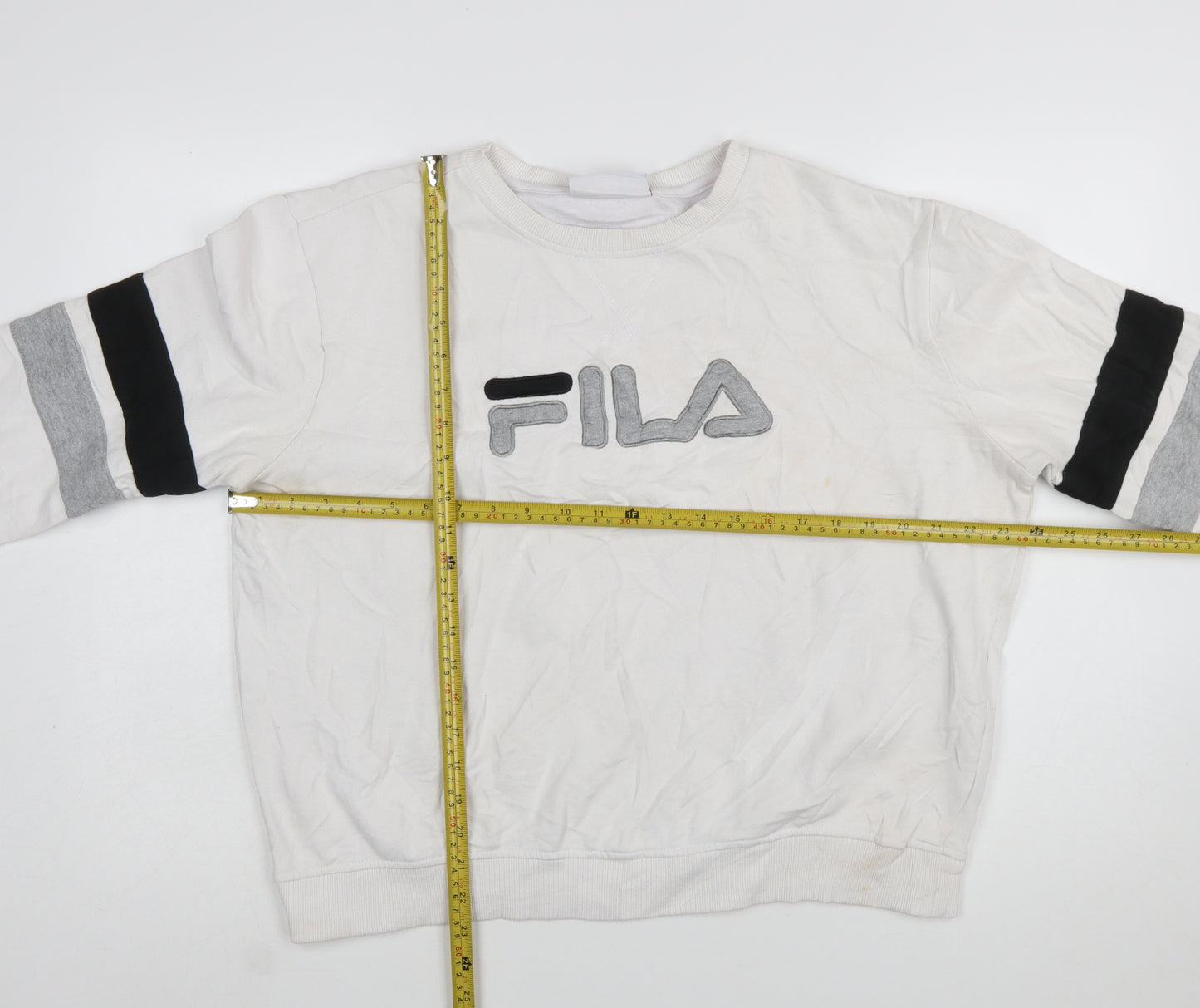 FILA Womens White Crew Neck Pullover Sweatshirt XL Logo Detail