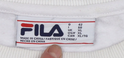 FILA Womens White Crew Neck Pullover Sweatshirt XL Logo Detail