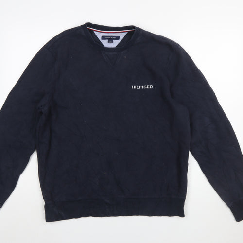 Tommy Hilfiger Men’s Navy Blue Logo Crew Neck Sweatshirt L