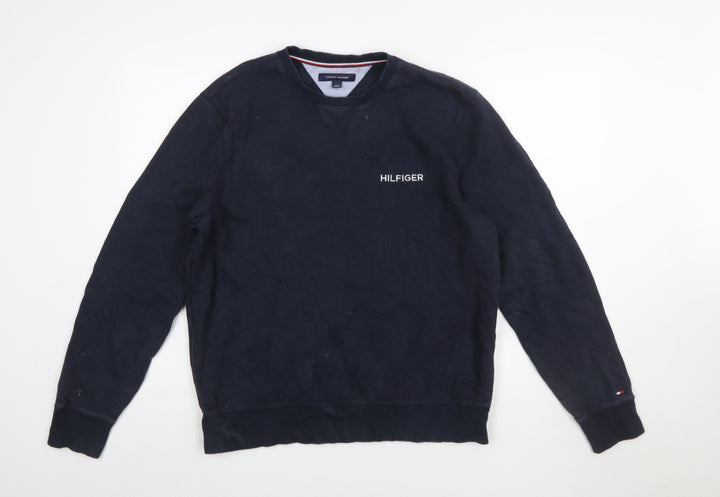 Tommy Hilfiger Men’s Navy Blue Logo Crew Neck Sweatshirt L