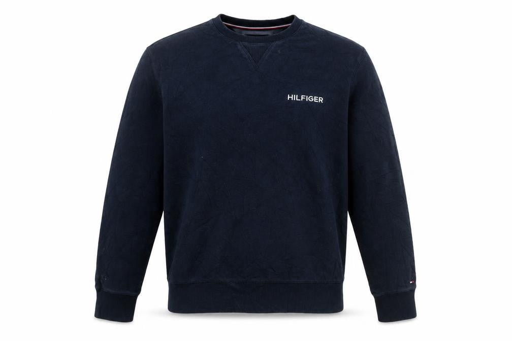 Front view of Tommy Hilfiger Men’s Navy Blue Logo Crew Neck Sweatshirt L