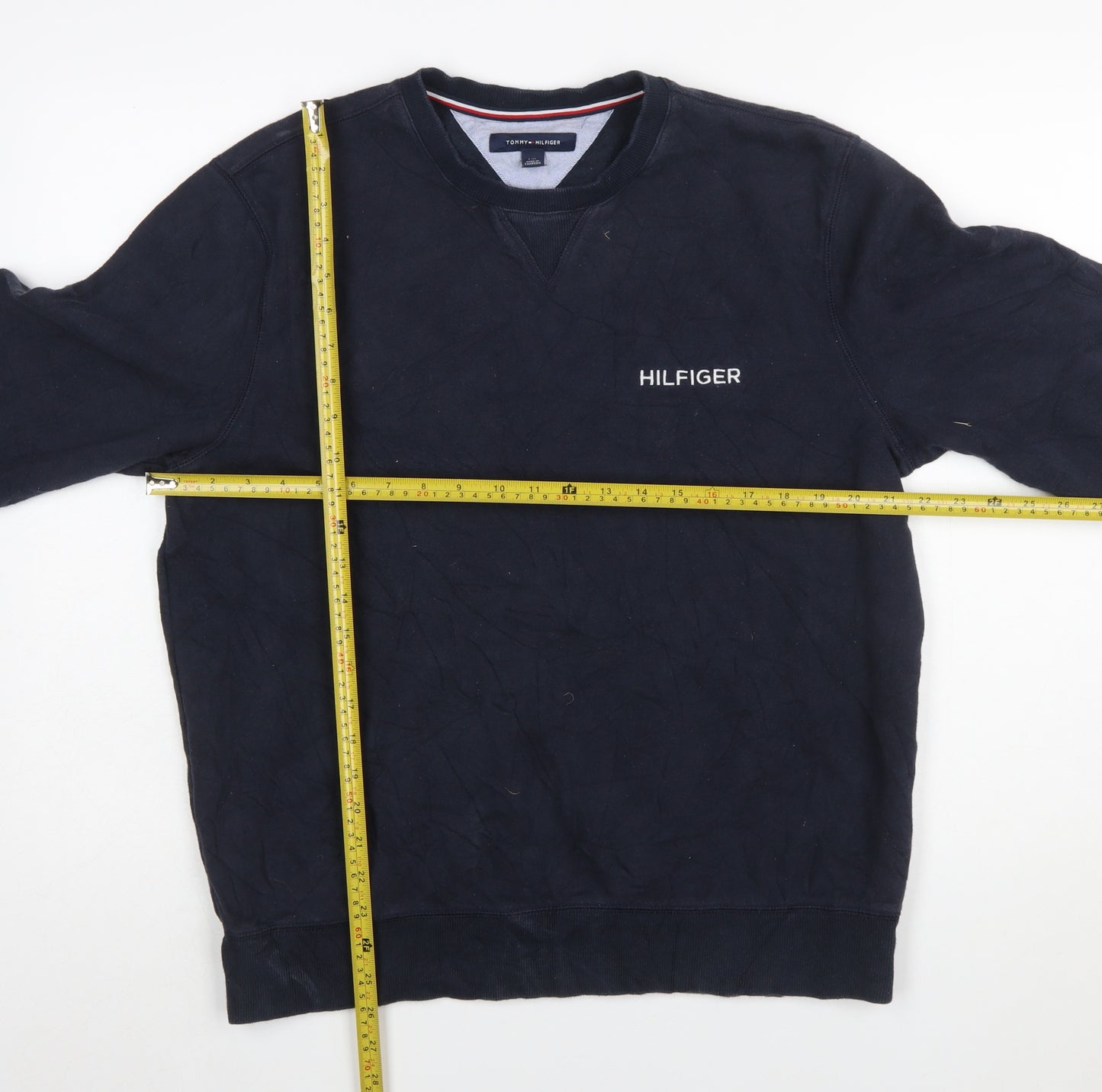 Tommy Hilfiger Men’s Navy Blue Logo Crew Neck Sweatshirt L