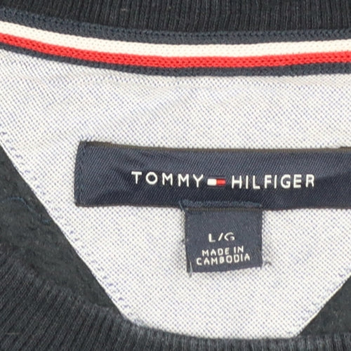 Tommy Hilfiger Men’s Navy Blue Logo Crew Neck Sweatshirt L