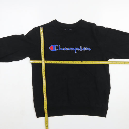 Champion Boys Black Pullover Sweatshirt L Logo Fleece Crew Neck