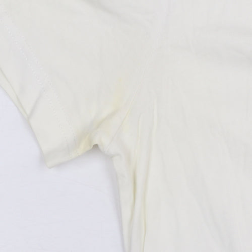 Tommy Hilfiger Men's Ivory V-Neck Short Sleeve Cotton T-Shirt L