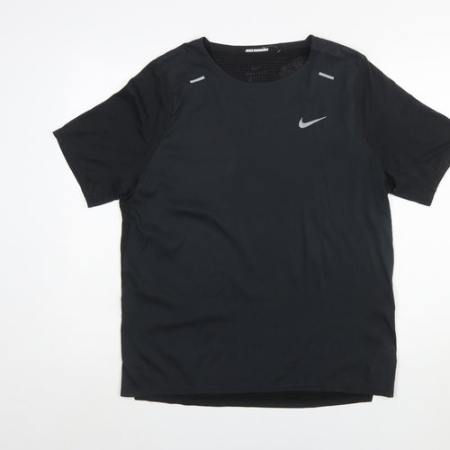 Nike Men's Black Medium Dri-FIT Running T-Shirt Lightweight Breathable