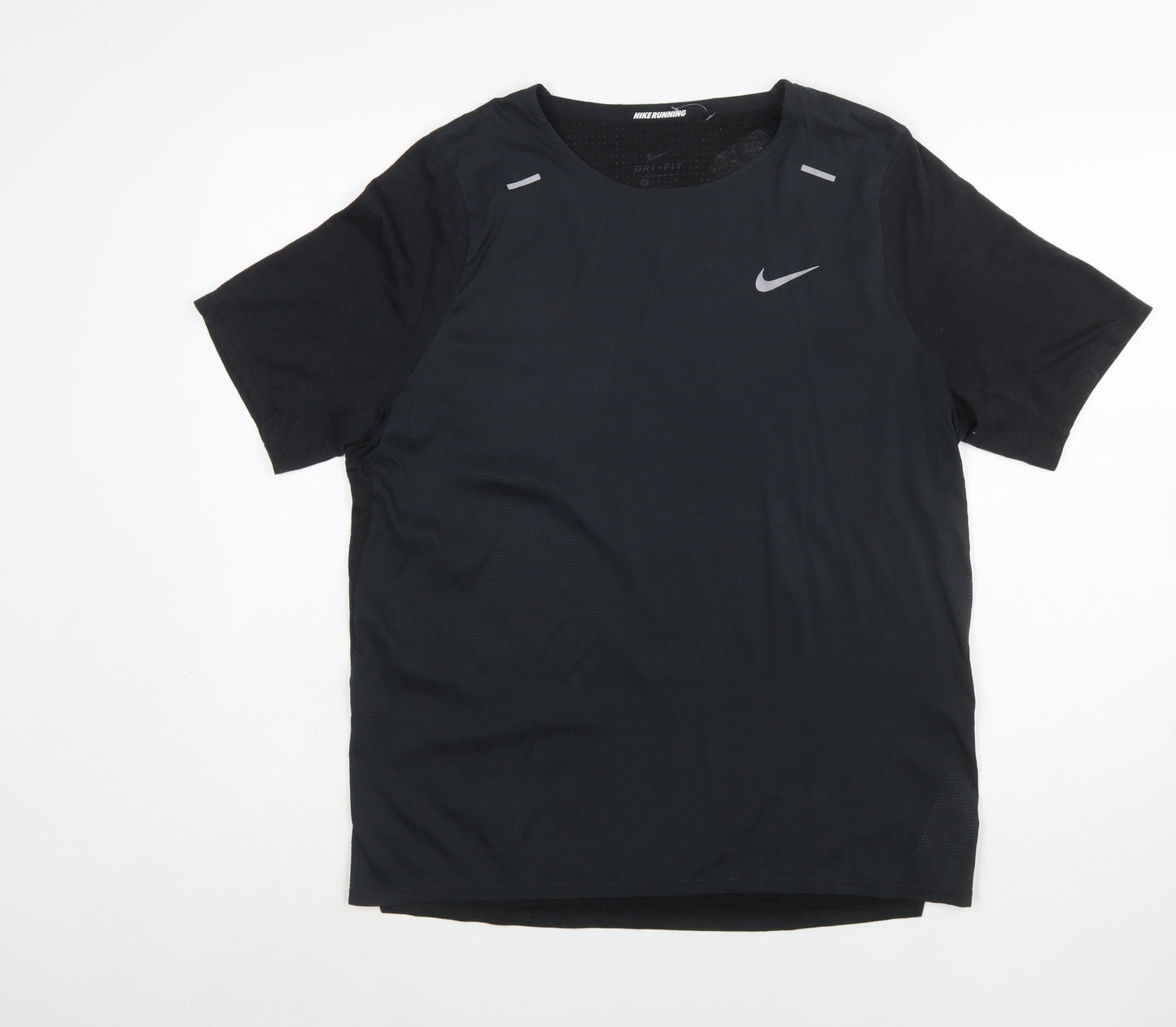 Nike Men's Black Medium Dri-FIT Running T-Shirt Lightweight Breathable