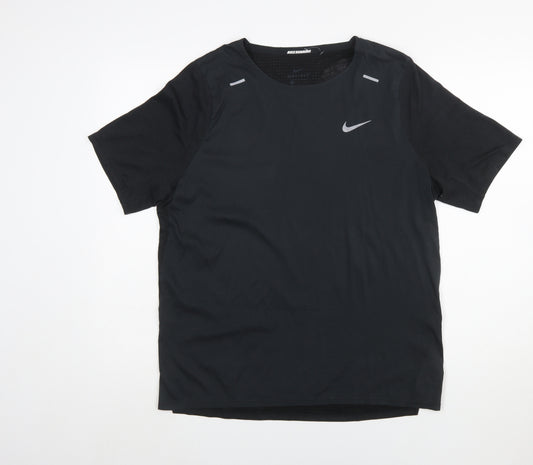 Nike Men's Black Medium Dri-FIT Running T-Shirt Lightweight Breathable