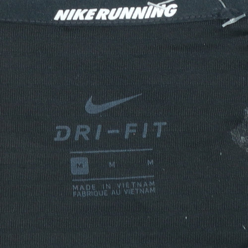 Nike Men's Black Medium Dri-FIT Running T-Shirt Lightweight Breathable