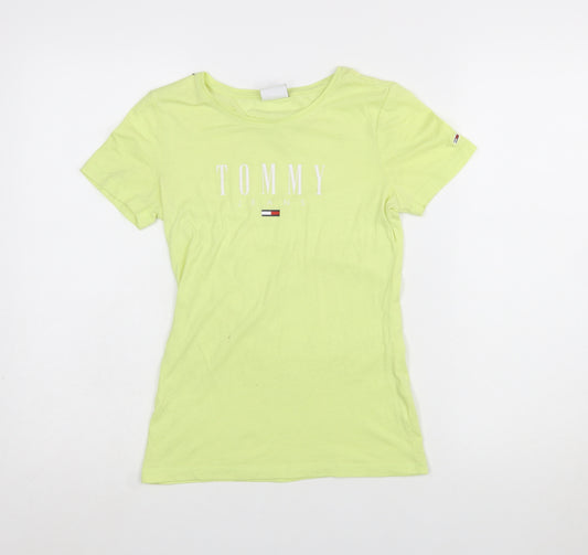Tommy Jeans Women's Yellow XS Slim Fit Cotton T-Shirt