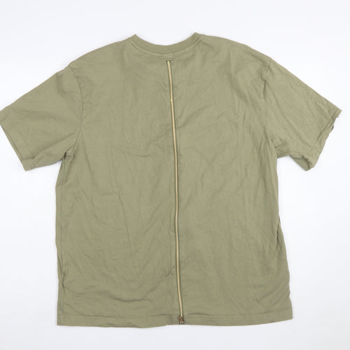 Adidas Womens Green Cotton Zip Back Relaxed Fit T-Shirt Size 16