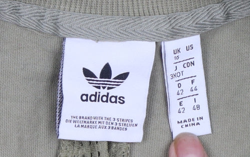 Adidas Womens Green Cotton Zip Back Relaxed Fit T-Shirt Size 16