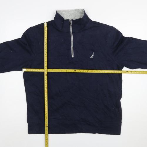 Nautica Men's Blue 1/4 Zip Mock Neck Pullover Sweatshirt L
